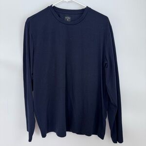 Hill City Everyday Wool Blend Long Sleeve Shirt Navy Blue size Large